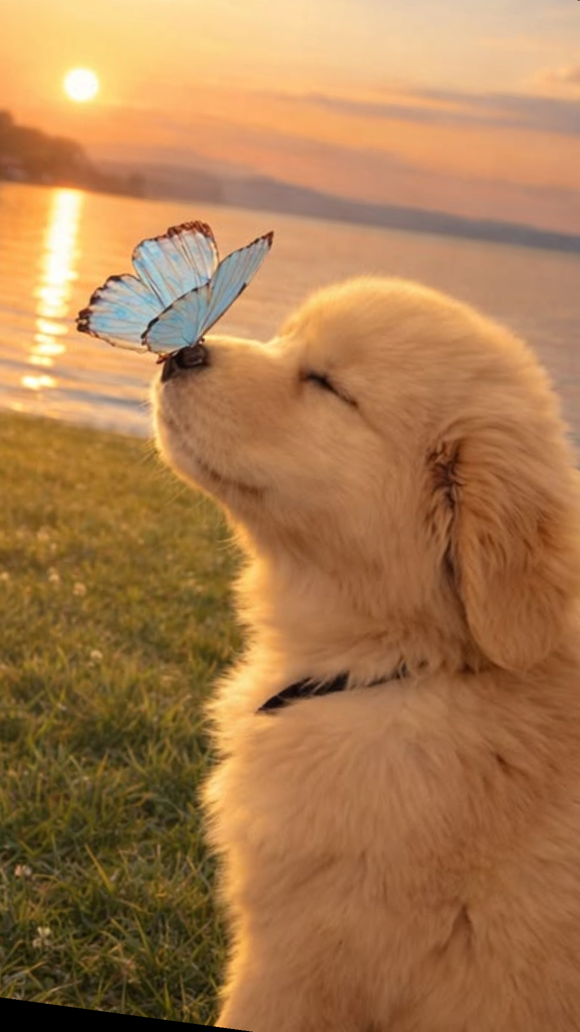 Profilbild von Toad – ein Hund mit Schmetterling bei Sonnenuntergang